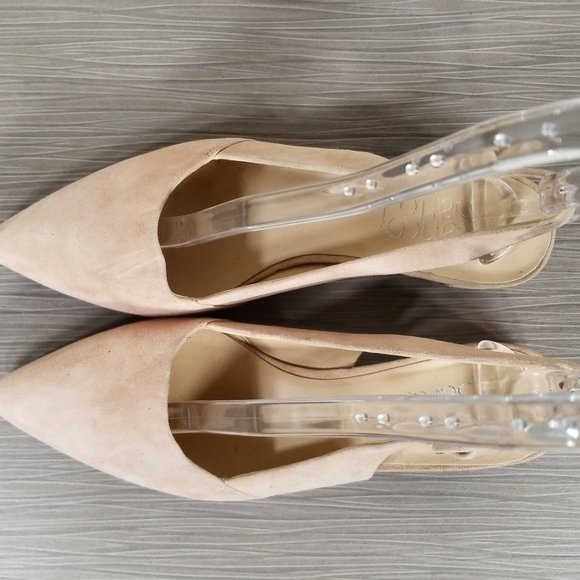 Franco Sarto Vellez Slingback Pumps, Light Peach Suede, Womens Various Sizes - Picture 8 of 14